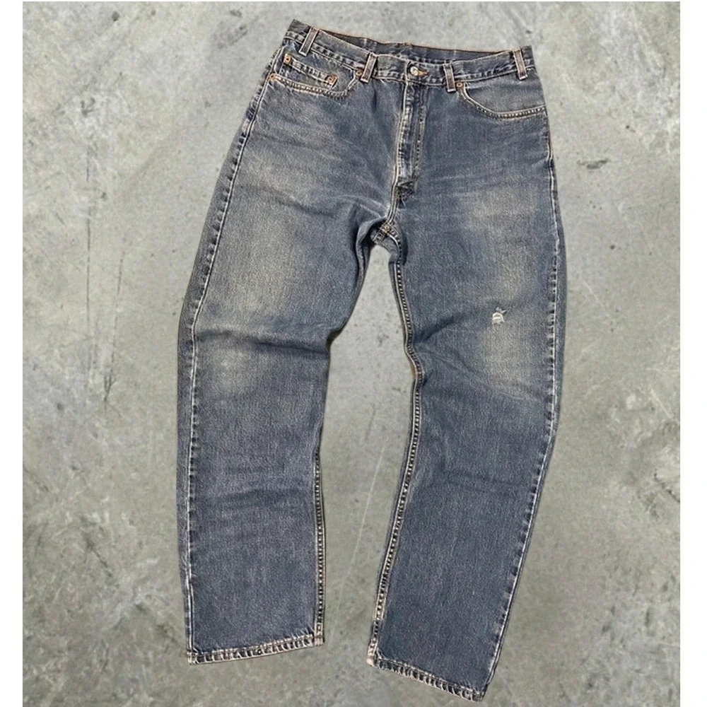 Levis 505 Vintage Mens Regular Fit Straight Leg Jeans Blue Made in USA 38x32
